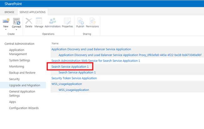 Click your Search Service Application